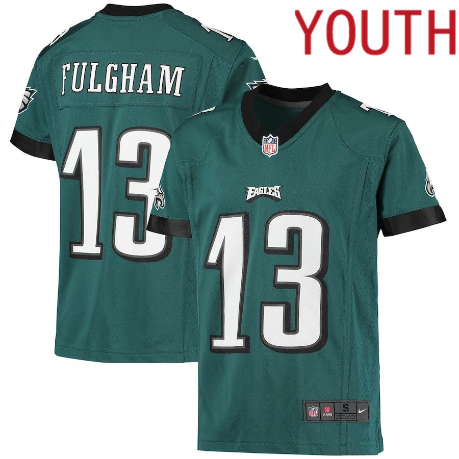 Youth Philadelphia Eagles #13 Travis Fulgham Nike Midnight Green Game NFL Jersey